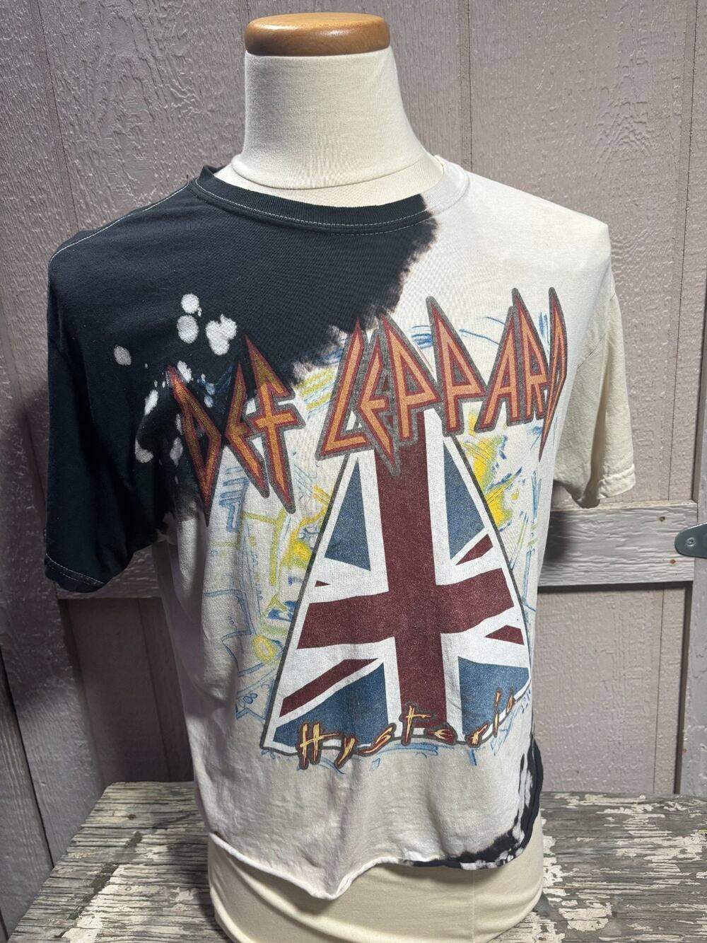 Def Leppard Tye Dye Black White Shirt Size Large Official concert tour rock